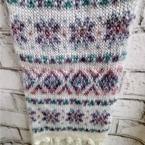 Vintage Ivory Scarf with Pastel Fair Isle Detail